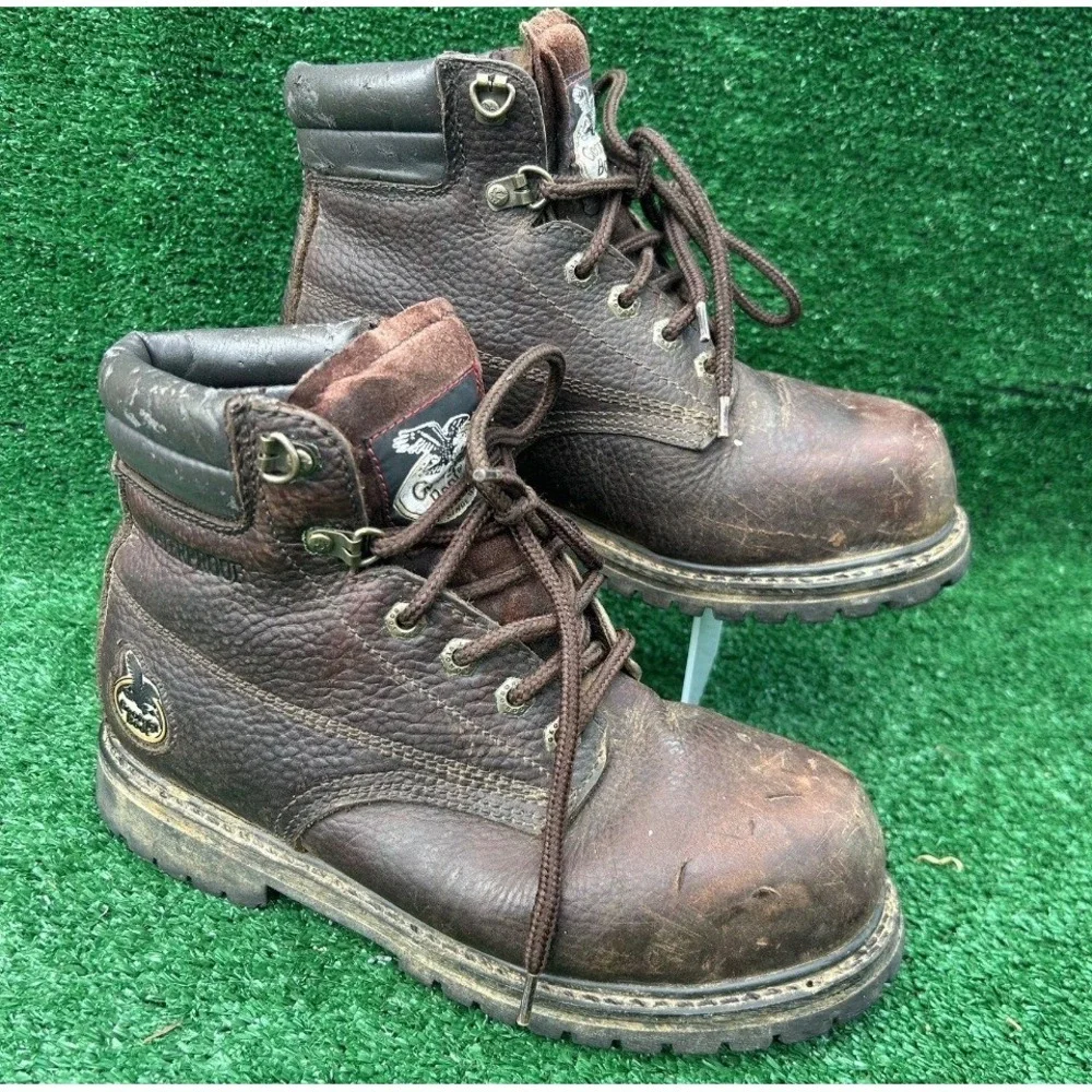 Georgia Boot G6174 Mens 7M Steel Toe Waterproof Work Boots Brown Leather ST EH